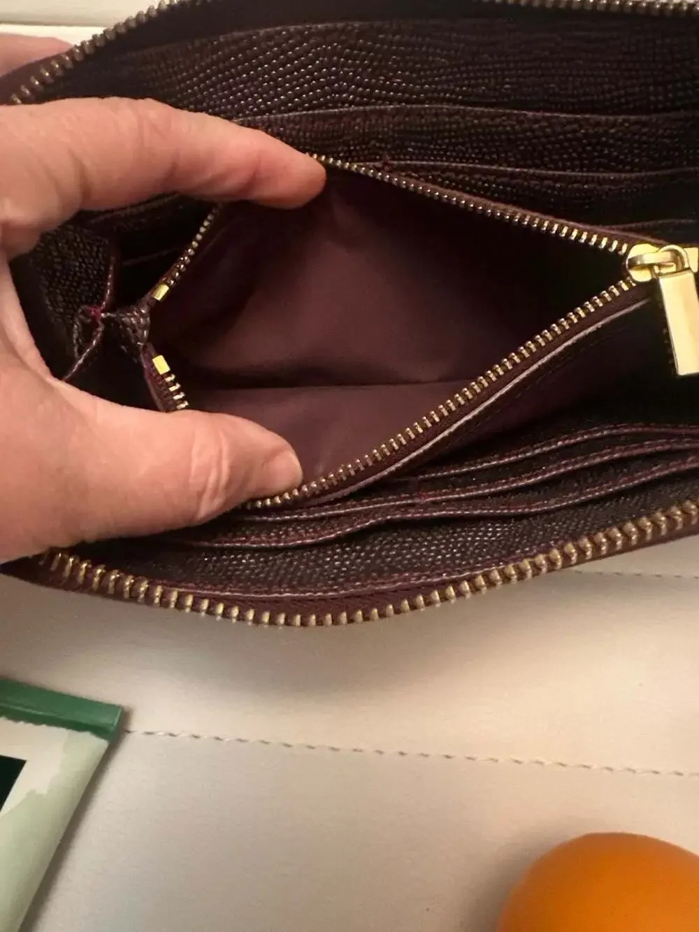 Tory Burch Metallic Purple Textured Leather Zip Around Continental Wallet
